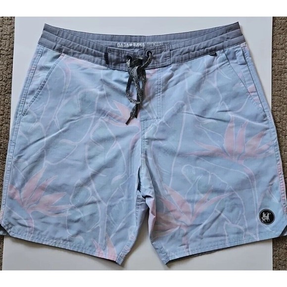 Baja Llama Shipwrecks 18" Inside Out Board Swim Shorts Sz 33 EUC - Picture 1 of 10